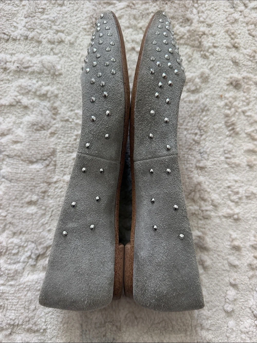 J. Crew Gray Suede Studded Pointed Flats
